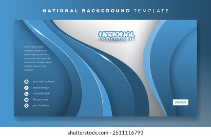 Banner post template with waving abstract blue background for national day campaign