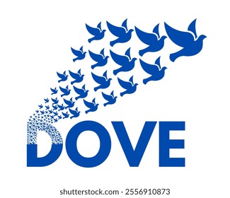 banner postcard concept World freedom day celebration  November line art poster design. B.D. Continuous line drawing of dove with a twig in beak. Pigeon drawing concept. Flying free birds vector logo.