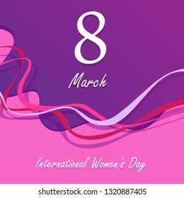 Banner or postcard for the international woman's day, 8 March. Vector bright colorful illustration in simple minimal design.