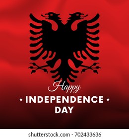 Banner or poster of Albania independence day celebration. Waving flag. Vector illustration.