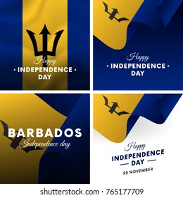 Banner or poster of Barbados independence day celebration. Super set. Waving flag. Vector illustration.