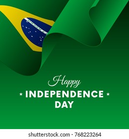 Banner or poster of Brazil independence day celebration. Waving flag. Vector illustration.