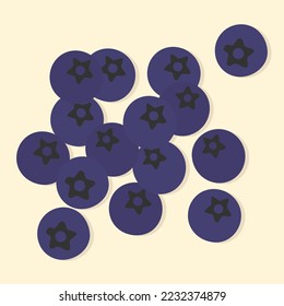 banner, poster, button, poster with blueberry on beige background