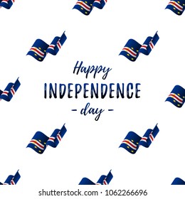 Banner or poster of Cape Verde independence day celebration. Seamless pattern with waving flag. Cape Verde flag. Vector illustration.