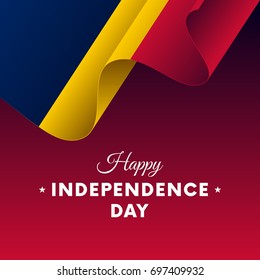 Banner or poster of Chad independence day celebration. Waving flag. Vector illustration.