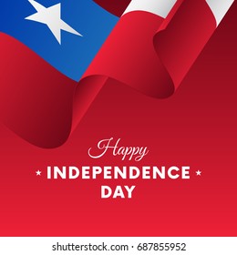 Banner or poster of Chile independence day celebration. Waving flag. Vector illustration.