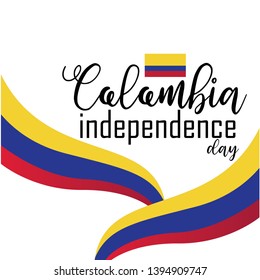 Banner or poster of Colombia independence day celebration. Waving flag. Vector illustration. - Vector