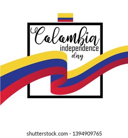 Banner or poster of Colombia independence day celebration. Waving flag. Vector illustration. - Vector