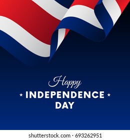 Banner or poster of Costa Rica independence day celebration. Waving flag. Vector illustration.