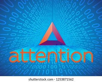 Banner, poster crypto currency symbol attention on blue background. Stock illustration.