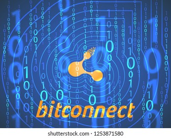 Banner, poster crypto currency symbol bitconnect on dark blue background. Stock illustration.