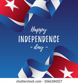 Banner or poster of Cuba independence day celebration. Cuba flag. Vector illustration.