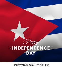 Banner or poster of Cuba independence day celebration. Waving flag. Vector illustration.