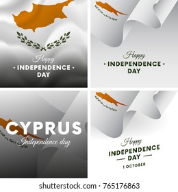 Banner or poster of Cyprus independence day celebration. Super set. Waving flag. Vector illustration.