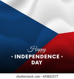 Banner or poster of Czech Republic independence day celebration. Waving flag. Vector illustration.