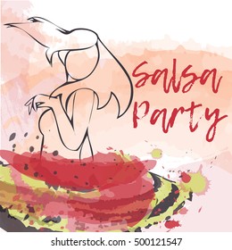 Banner, poster with dansing girl - Salsa Party