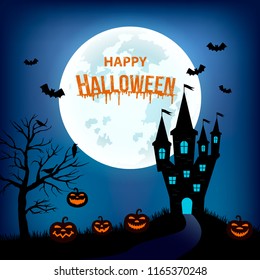 A banner or a poster for the day of "happy halloween". vector illustration