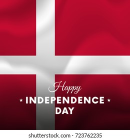 Banner or poster of Denmark independence day celebration. Waving flag. Vector illustration.