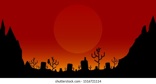 a banner or poster design depicting the atmosphere of a grave burial as a symbol of the hellowen celebration - vector