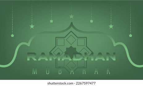 banner poster design for ramadan mubarak celebration. with a minimalist theme but still modern. very suitable for wallpaper and other purposes