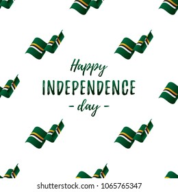 Banner or poster of Dominica independence day celebration. Seamless pattern with waving flag. Dominica flag. Vector illustration.