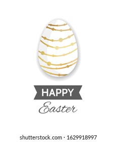 Banner or poster for Easter. Egg with golden pattern
