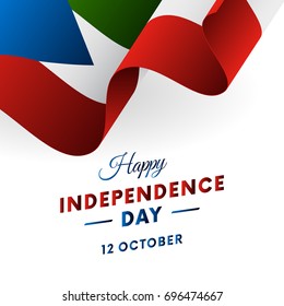 Banner or poster of Equatorial Guinea independence day celebration. Waving flag. Vector illustration.