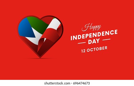 Banner or poster of Equatorial Guinea independence day celebration. Waving flag. Vector illustration.
