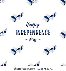 Banner or poster of Finland independence day celebration. Seamless pattern with waving flag. Finland flag. Vector illustration.
