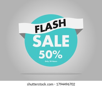 Banner and poster flash sale 50% off only 24 hours. vector illustration. eps 10