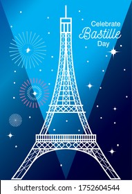 banner or poster for the French national day, label celebrate bastille day vector illustration design