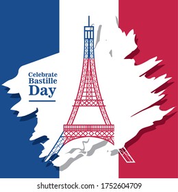 banner or poster for the French national day, label celebrate bastille day vector illustration design