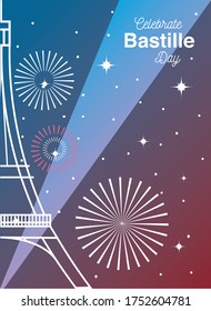 banner or poster for the French national day, label celebrate bastille day vector illustration design