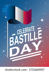 banner or poster for the French national day, label celebrate bastille day vector illustration design