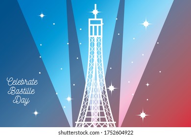 banner or poster for the French national day, label celebrate bastille day vector illustration design