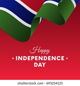Banner or poster of Gambia independence day celebration. Waving flag. Vector illustration.