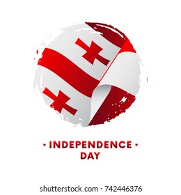 Banner or poster of Georgia Independence Day celebration. Waving flag of Georgia, brush stroke background. Vector illustration.