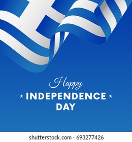 Banner or poster of Greece independence day celebration. Waving flag. Vector illustration.