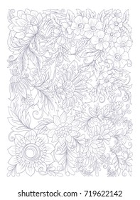 Banner, poster, invitation or background with abstract decorative summer flowers. 