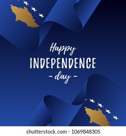 Banner or poster of Kosovo independence day celebration. Kosovo flag. Vector illustration.