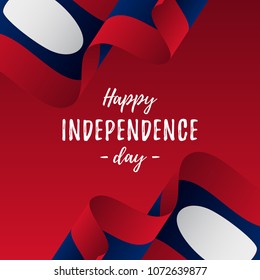 Banner or poster of Laos independence day celebration. Laos flag. Vector illustration.