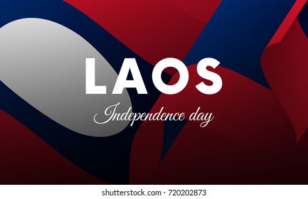 Banner or poster of Laos independence day celebration. Waving flag. Vector illustration.