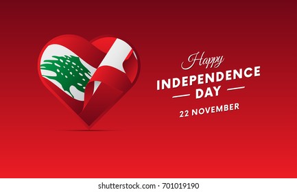 Banner or poster of Lebanon independence day celebration. Waving flag. Vector illustration.