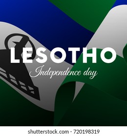 Banner or poster of Lesotho independence day celebration. Waving flag. Vector illustration.