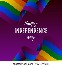 Banner or poster of LGBT independence day celebration. LGBT flag. Vector illustration.