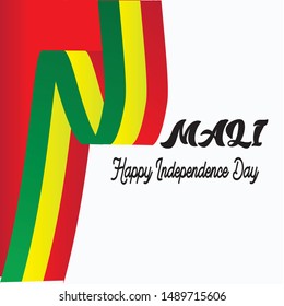 Banner or poster of Mali independence day celebration. Waving flag. Vector illustration. Holiday, beautiful.