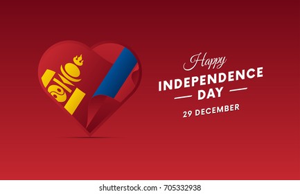 Banner or poster of Mongolia independence day celebration. Waving flag. Vector illustration.