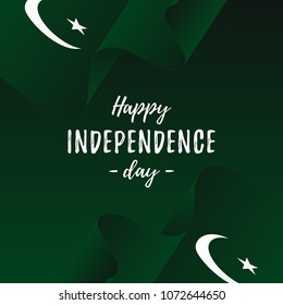Banner or poster of Pakistan independence day celebration. Pakistan flag. Vector illustration.
