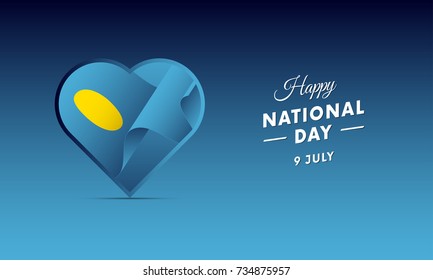 Banner or poster of Palau National Day celebration. Waving flag. Vector illustration.