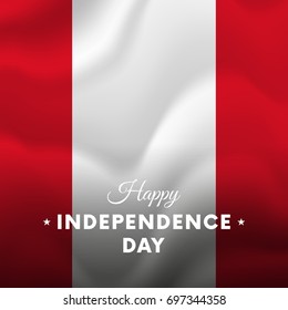 Banner or poster of Peru independence day celebration. Waving flag. Vector illustration.